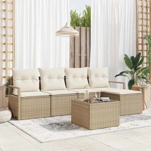 vidaXL Tuin Sofa Set met kussen met opslag 6 pcs Beige en Crème Image