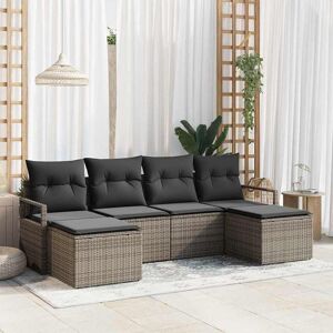 vidaXL Tuin Sofa Set 6 pcs Grijs Poly Rattan en Poedergecoat Staal Image