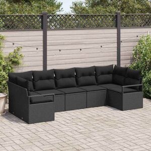vidaXL Tuin Sofa Set 7 pcs Zwart Poly Rattan en Poedergecoat Staal Image