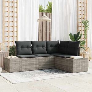 vidaXL Tuin Sofa Set met kussen met opslag 4 pcs Lichtgrijs Image