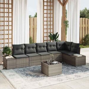 vidaXL Tuin Sofa Set met kussen met opslag 7 pcs Lichtgrijs Image