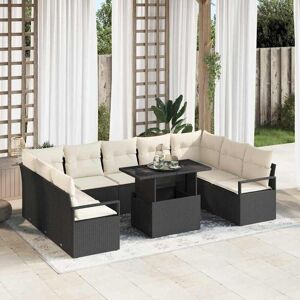 vidaXL Tuin Sofa Set met opslag 10 pcs Zwart Poly riet Image