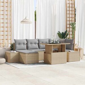 vidaXL Tuin Sofa Set met opslag 7 pcs Beige Poly riet Image