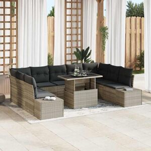 vidaXL Tuin Sofa Set met opslag 10 pcs Lichtgrijs Poly riet Image