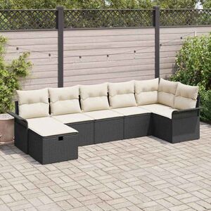 vidaXL Tuin Sofa Set 7 pcs Zwart en crème 297.5 x 132.5 x 85 cm Image