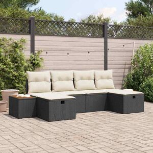 vidaXL Tuin Sofa Set met kussen 6 pcs Zwart Poly riet Image