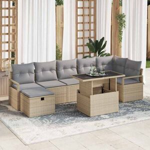 vidaXL Tuin Sofa Set met kussen met opslag 8 pcs Beige Poly riet Image