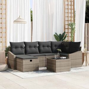vidaXL Tuin Sofa Set met kussen 7 pcs Grijs 55 x 62 x 69 cm Poly riet Image