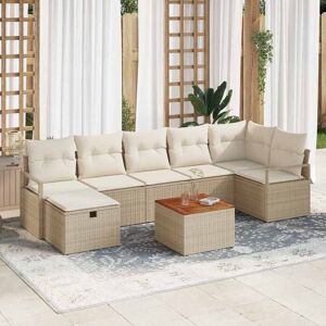 vidaXL Tuin Sofa Set met kussen met opslag 8 pcs Beige Poly riet Image