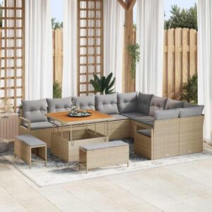 vidaXL Tuin Sofa Set met kussen 12 pcs Beige Poly riet Image