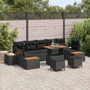 vidaXL Tuin Sofa Set met kussen 10 pcs Zwart Poly riet Image
