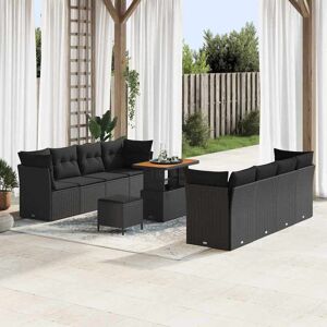 vidaXL Tuin Sofa Set 11 pcs Zwart Poly rattan en gepoedercoat staal Image