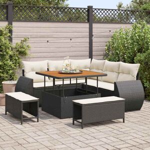 vidaXL Tuin Sofa Set met kussen met opslag 8 pcs Zwart en crème Image