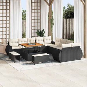 vidaXL Tuin Sofa Set 13 pcs Zwart en crème 100 x 100 x 71 cm Image