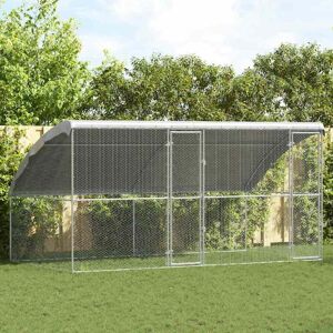 vidaXL Kippenhok Zilver 400 x 200 x 198.5 cm Gegalvaniseerd staal Image