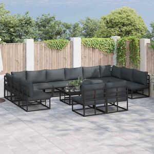 vidaXL Tuin Sofa Set met kussen 13 pcs Zwart Aluminium Image