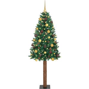vidaXL Slanke Kerstboom Groen 180 cm PVC en massief dennenhout Image