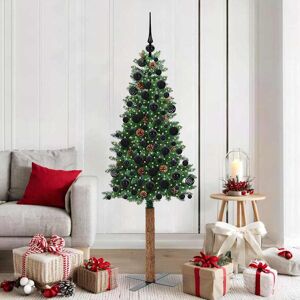 vidaXL Slanke Kerstboom Groen 180 cm PVC en massief dennenhout Image