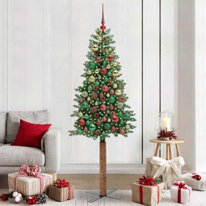 vidaXL Slanke Kerstboom Groen 210 cm PVC en massief dennenhout Image