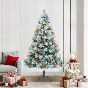 vidaXL Kunstkerstboom Groen en wit 210 cm PVC en Metaal en Plastic Image