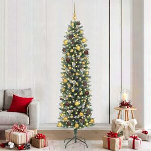 vidaXL Kunstmatige slanke kerstboom met 300 LED Groen 210 cm Image
