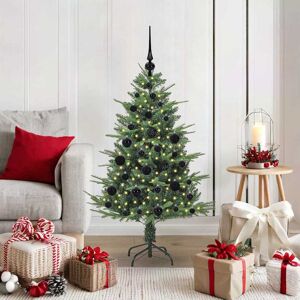 vidaXL Kunstmatige Vorstverlichte Kerstboom met Bal Set Groen 120 cm Image
