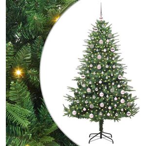 vidaXL Kunstmatige Vorstverlichte Kerstboom met Bal Set Groen 180 cm Image