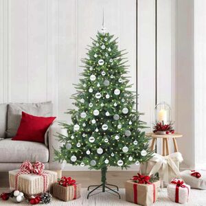 vidaXL Kunstmatige Vorstverlichte Kerstboom met Bal Set Groen 180 cm Image
