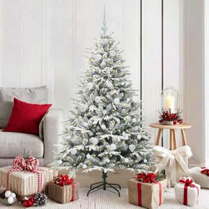 vidaXL Kunstmatige Vorstverlichte Kerstboom met Bal Set Groen 150 cm Image