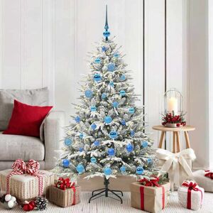vidaXL Kunstmatige Vorstverlichte Kerstboom met Bal Set Groen 150 cm Image
