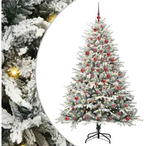 vidaXL Kunstmatige Vorstverlichte Kerstboom met Bal Set Groen 180 cm Image