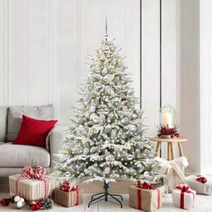 vidaXL Kunstmatige Vorstverlichte Kerstboom met Bal Set Groen 180 cm Image