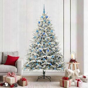 vidaXL Kunstmatige Vorstverlichte Kerstboom met Bal Set Groen 210 cm Image