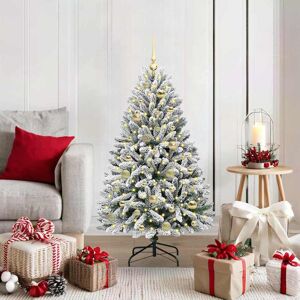 vidaXL Kunstkerstboom met 150 LED Groen en Wit 120 cm PVC en Metaal Image