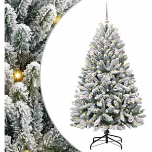 vidaXL Kunstkerstboom met 150 LED Groen en Wit 150 cm PVC en Metaal Image