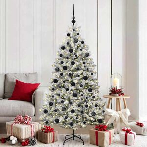 vidaXL Kunstkerstboom met 300 LED Groen en Wit 180 cm PVC en Metaal Image