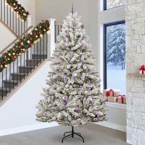 vidaXL Kunstkerstboom met 300 LED Groen en Wit 300 cm PVC en Metaal Image