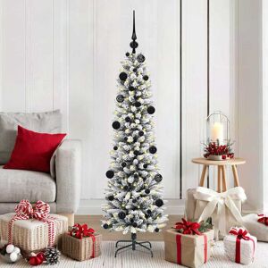 vidaXL Kunstkerstboom Groen en wit 150 cm PVC en Metaal en Plastic Image