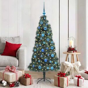 vidaXL Kunstkerstboom met verlichting en ballenset Groen 150 cm PET Image