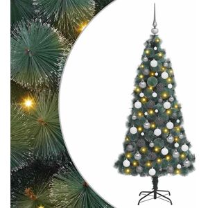 vidaXL Kunstkerstboom met verlichting en ballen set Groen 180 cm PET Image