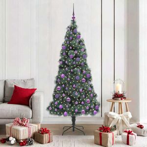 vidaXL Kunstmatige Voorverlichte Kerstboom met Ballenset Groen 180 cm Image