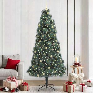 vidaXL Kunstkerstboom met verlichting en ballenset Groen 240 cm PET Image