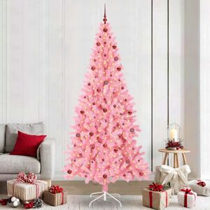 vidaXL Kerstboom met 300 LED met standaard Roze 240 cm PVC Image
