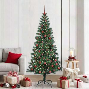 vidaXL Kunstmatig Voorverlicht Kerstboom Groen 210 cm PVC en Metaal Image