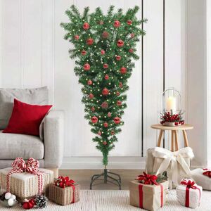 vidaXL Op-ondersteboven Künstkerstboom met Voorverlichte Ballen 150 cm Image