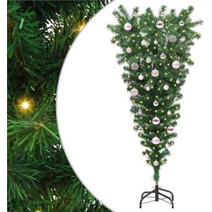 vidaXL Ondersteboven Kunst Kerstboom Met Ballenset Groen 150 cm PVC Image