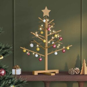 vidaXL Houten kerstboom met standaard Bruin 75 cm Massief grenenhout Image