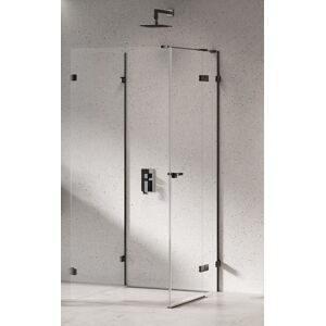 New Trendy Eventa Black Chrome kabina prysznicowa przyścienna z drzwiami bocznymi 100x100x200 przejrzyste Prawa czarny połysk EXK-6289 Image