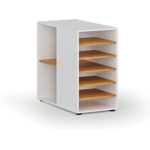 B2B Partner Dostawna szafka półkowa do biurka PRIMO WHITE, lewa, biała/buk Image