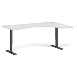 B2B Partner Ergonomiczne biurko z regulacją wysokości, 180x120 cm, 2 silniki, L/P, czarna podstawa, biała Image